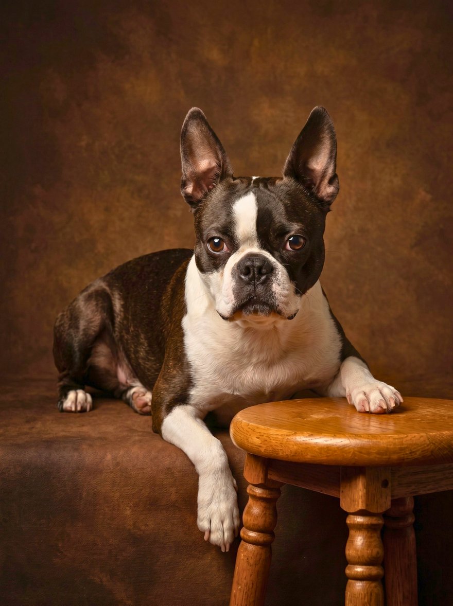 A warm, classic portrait of a rescue dog