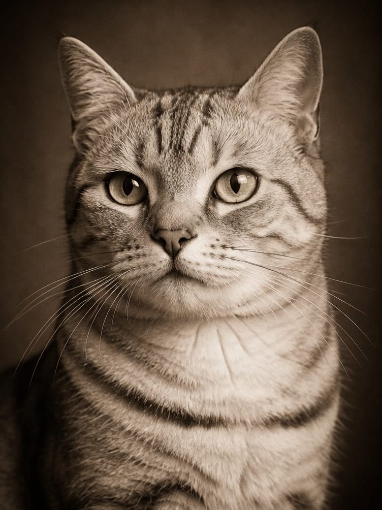 Vintage Sepia custom cat portrait